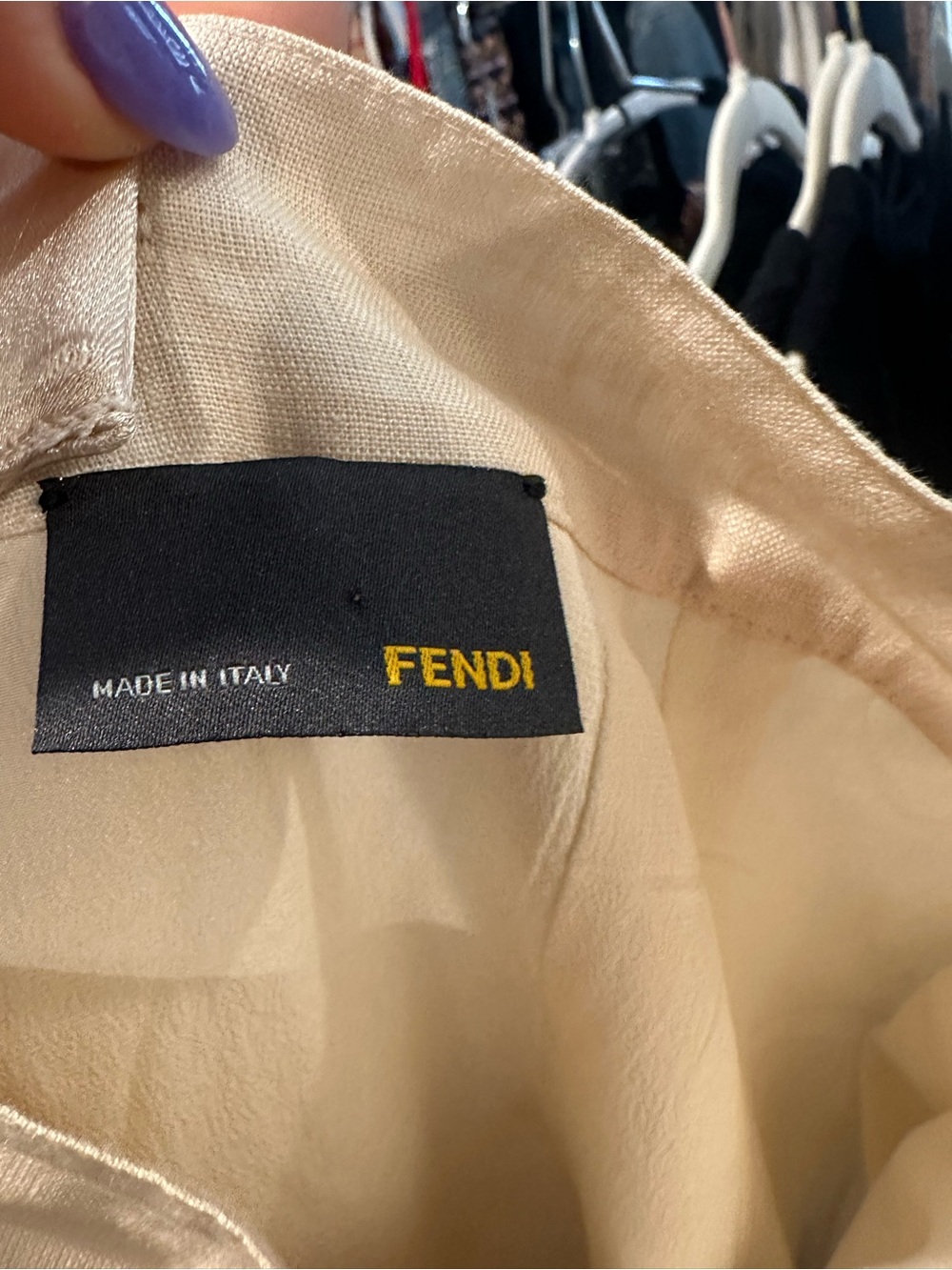 Fendi Cream Linen Pencil Skirt with sheer beaded overlay - Picture 5 of 6